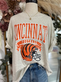 Cincinnati Football Boxy FULL LENGTH Heather Tee