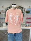 Dancing Skeleton Tee-Salmon