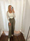 Cropped Vibin Boho Jumpsuit-Olive