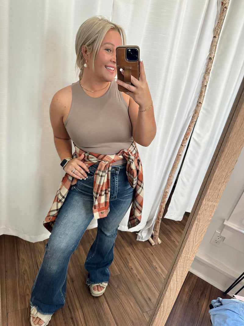 A Basic Dream Sleeveless Bodysuit-Mocha