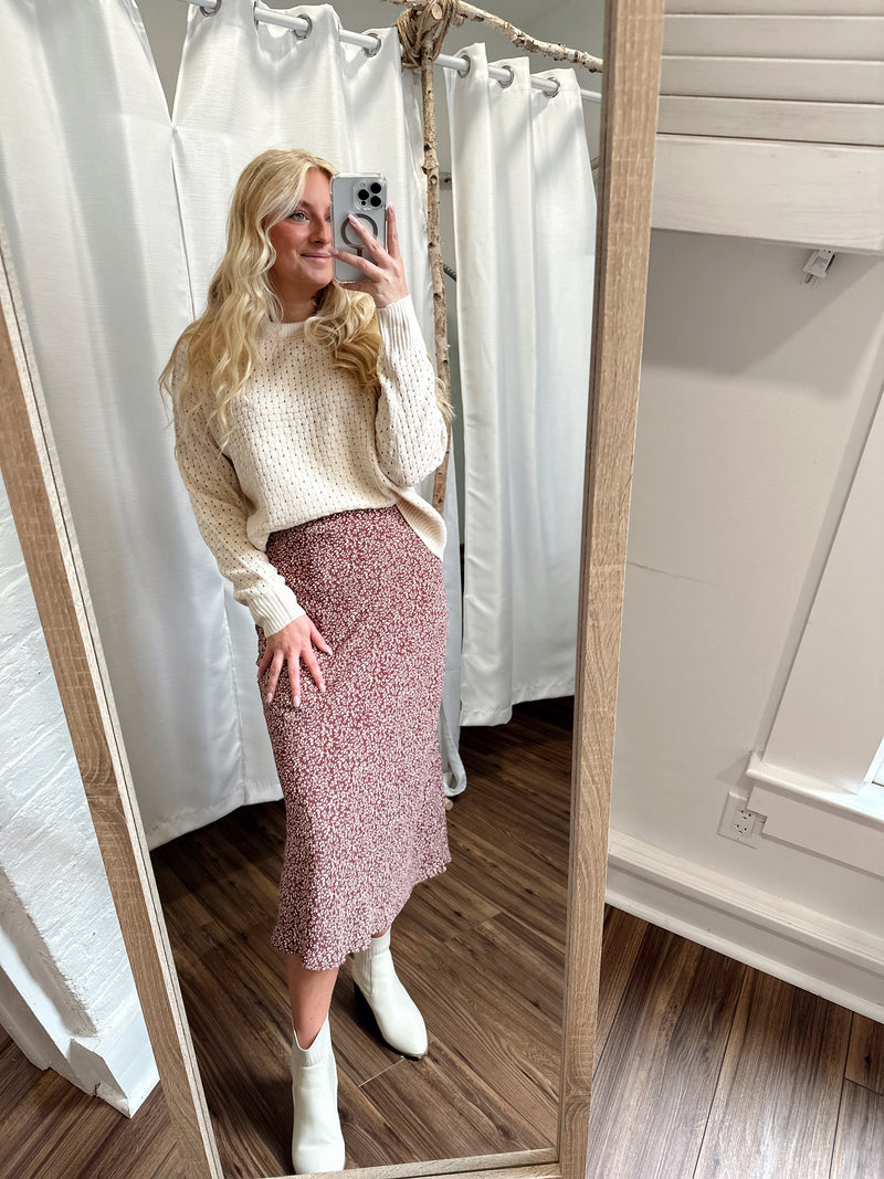 Charmed Life Midi Skirt-Merlot