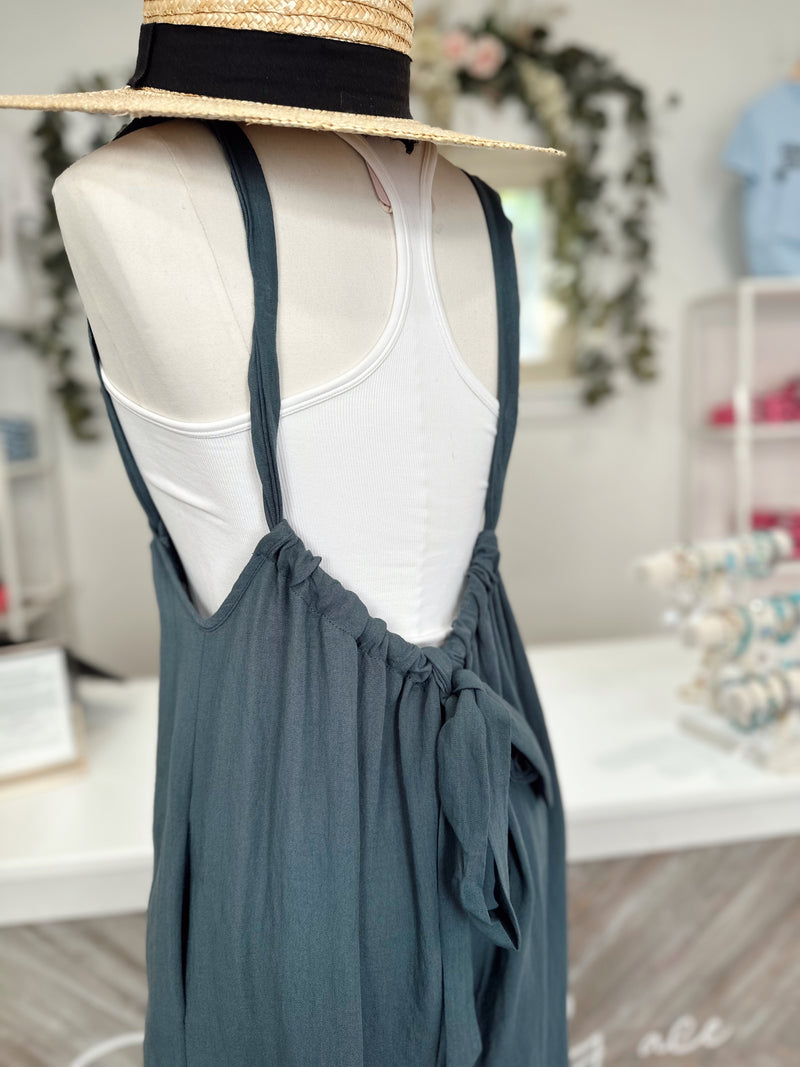 Vibin Boho Jumpsuit-Slate Blue