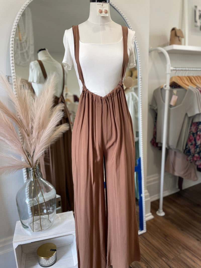 Cropped Vibin Boho Jumpsuit-Clay Brown