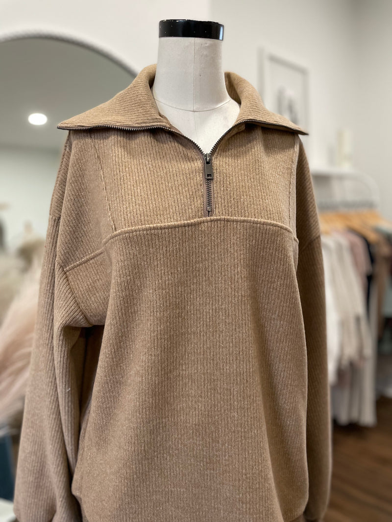 Phoebe Half-Zip-Tan
