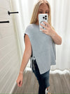 Happi Sweater Vest Top-Dusty Blue