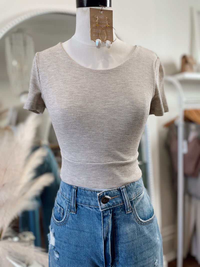 Perfect Night Thermal Cropped Top-Oatmeal