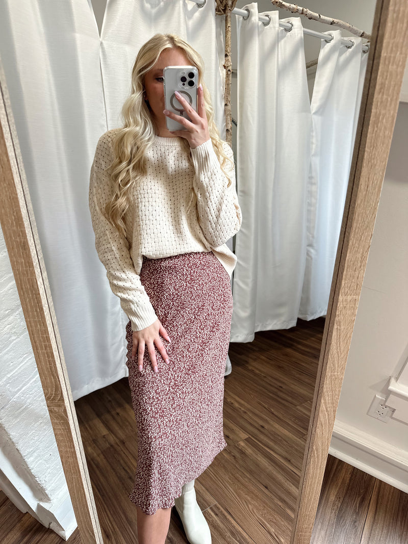 Charmed Life Midi Skirt-Merlot
