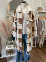 Love Me Some Plaid Long Teddy Shacket-Camel