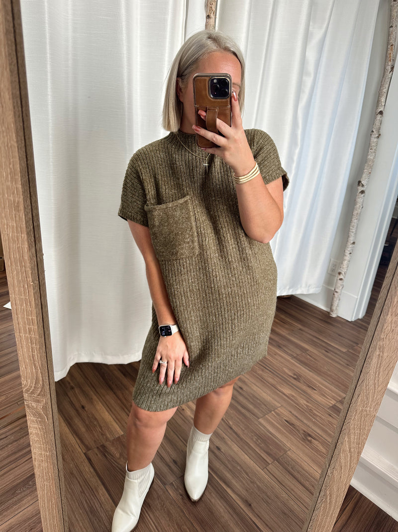 Sweater Weather Dress -Olive