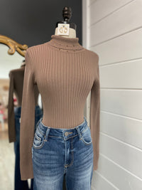 Ari Ribbed Bodysuit-Cocoa