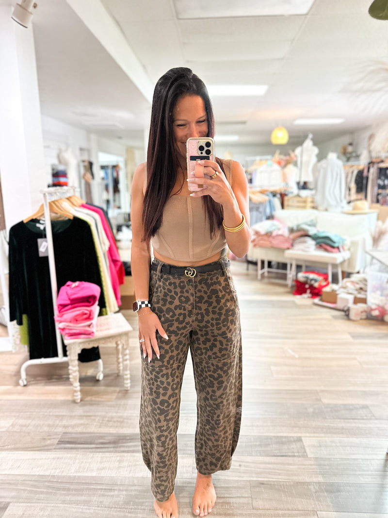 Love Ya Leopard Barrel Jeans
