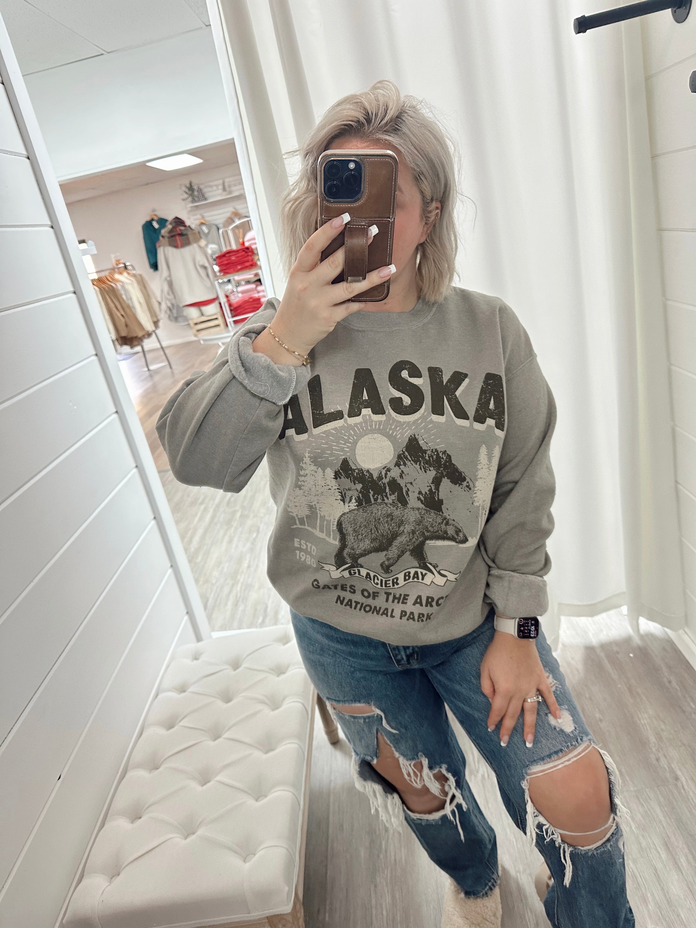 Alaska Outdoors Sweatshirt Oversized Graphic Sweatshirt