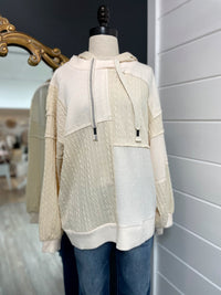 Patchwork Penny Hooded Top-Cream