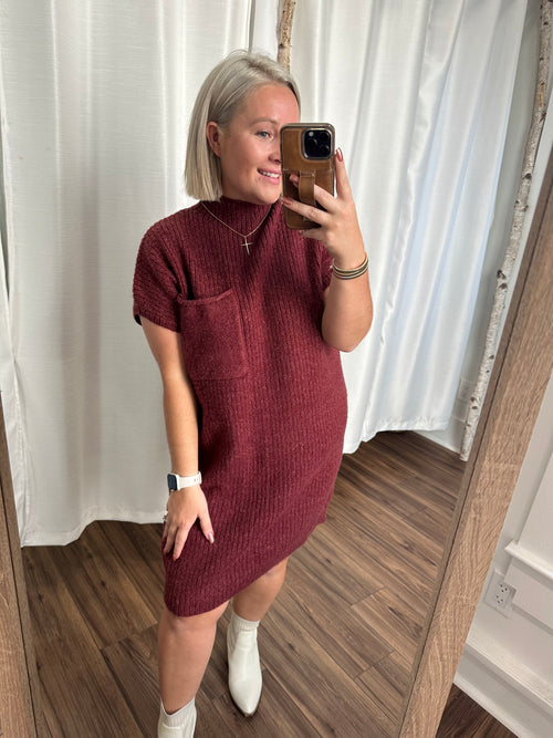 Sweater Weather Dress-Cranberry