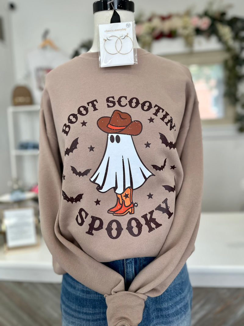 Boot Scootin' Spooky Crewneck-Tan