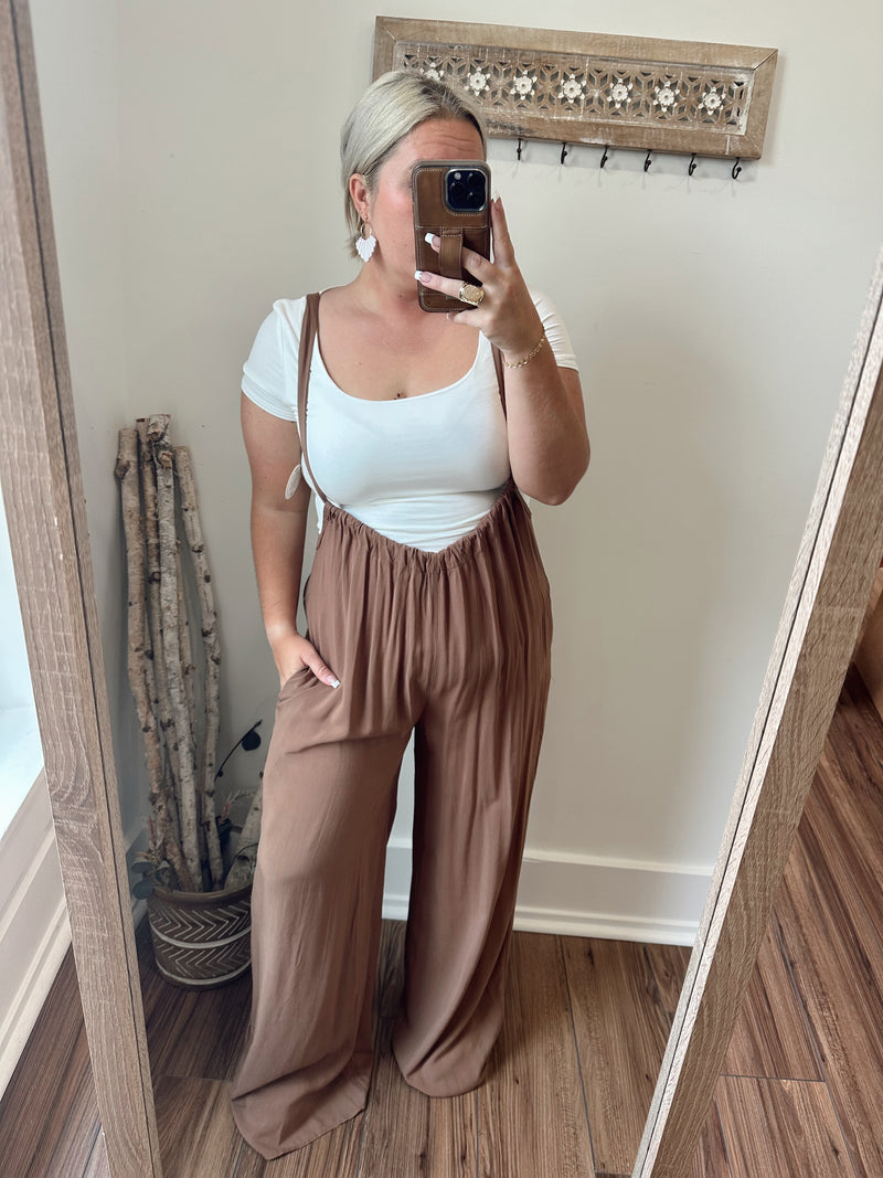 Cropped Vibin Boho Jumpsuit-Clay Brown