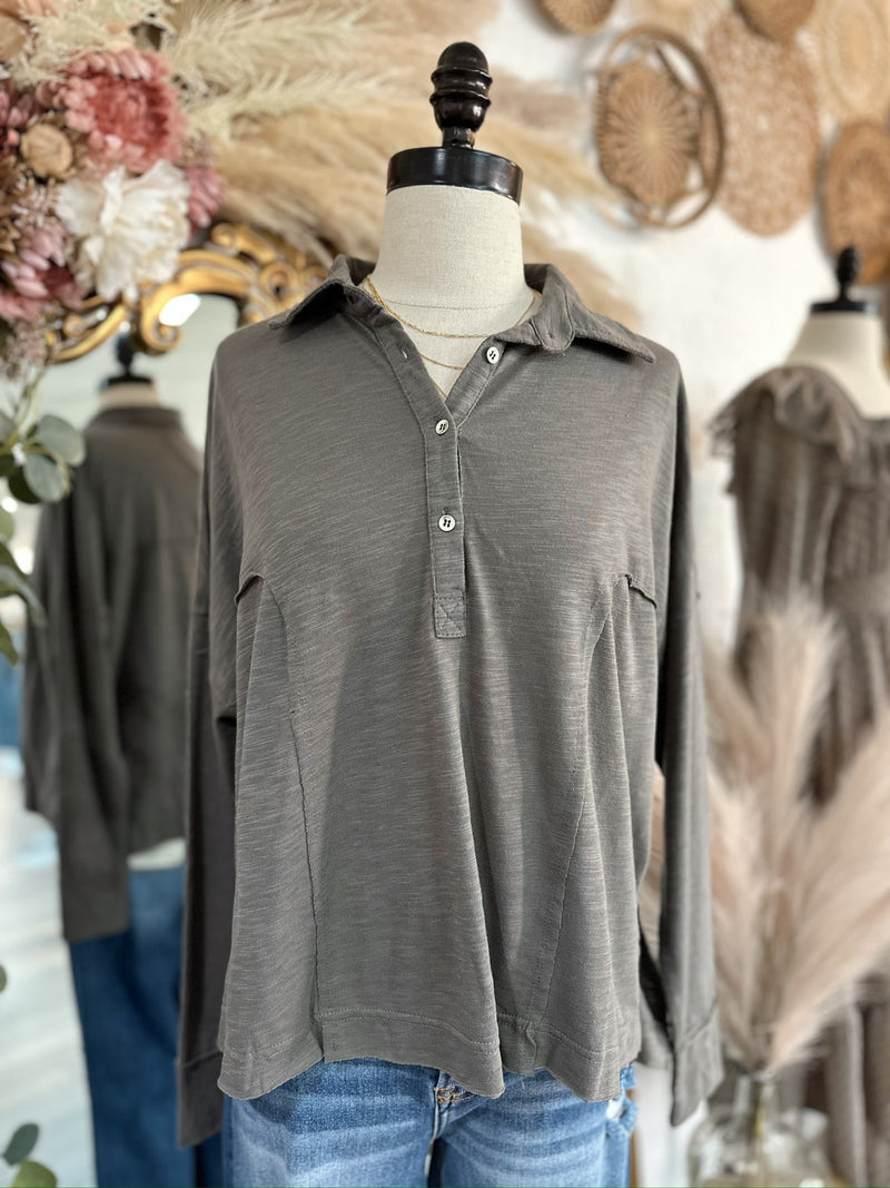 Bring It Back Washed Long Sleeves Top