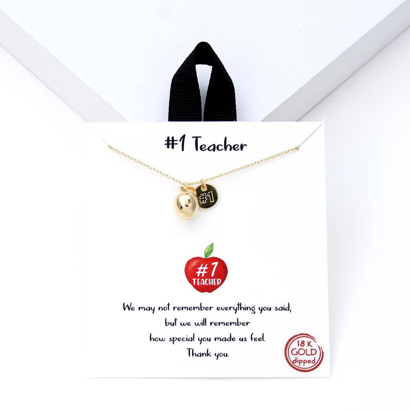 #1 Teacher Necklace- Gold