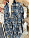 Cozy For Days Flannel Top-Navy Blue