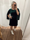 Forest Green Velvet Shift Dress