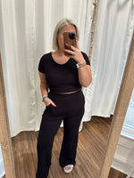 Perfect Night Thermal Cropped Top-Black