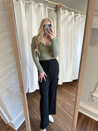 Lainie Ribbed Top-Vintage Olive