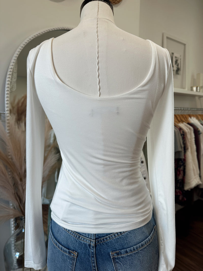 A Basic Dream Long Sleeve Boat Neck Top-Ivory