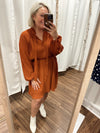 Fay Mock Neck Dress-Rust