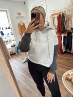 Cincinnati Colorblock Embroidered Cropped Hoodie-Charcoal
