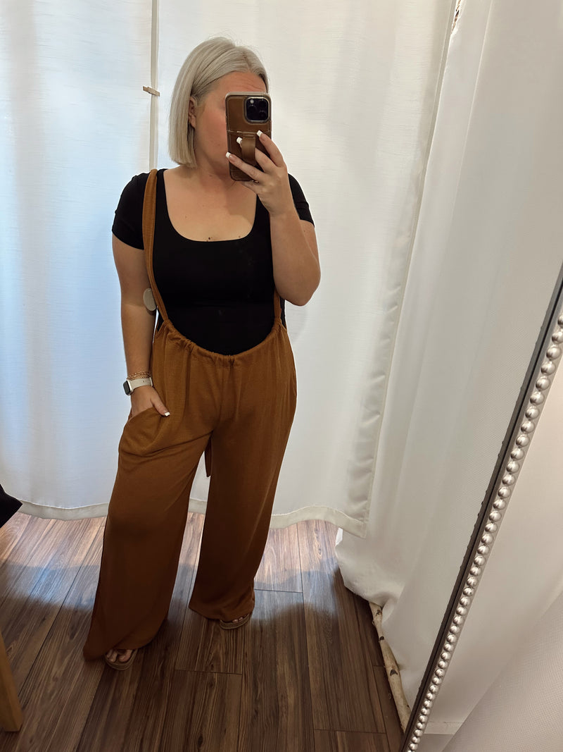 Spot On Boho Jumpsuit-Caramel