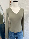 Lainie Ribbed Top-Vintage Olive