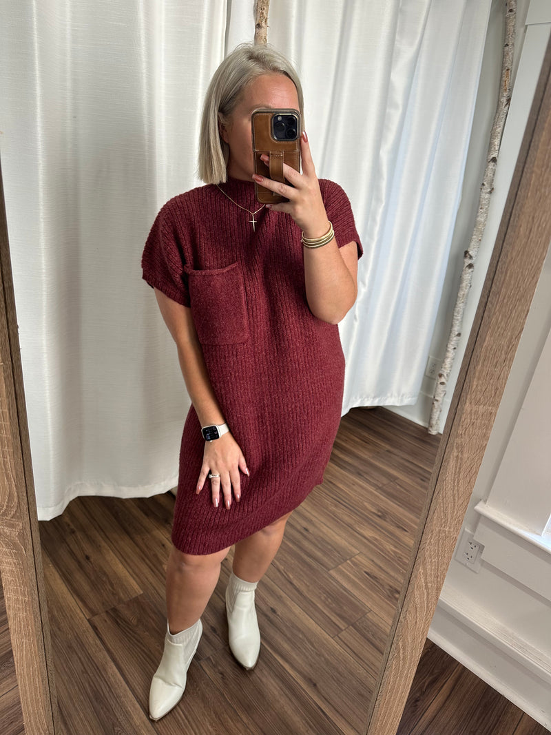 Sweater Weather Dress-Cranberry
