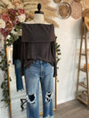 Tisha Off Shoulder Ribbed Sweater-Charcoal