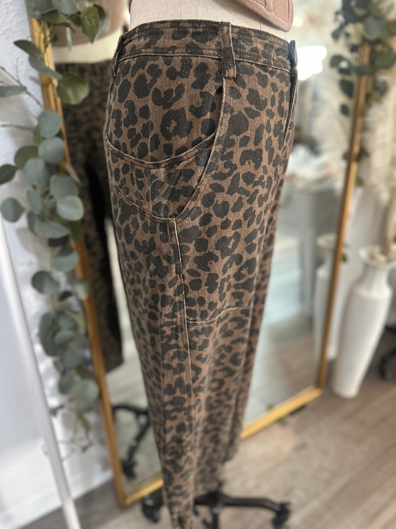 Love Ya Leopard Barrel Jeans