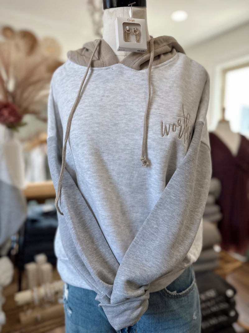 Worthy Colorblock Embroidered Cropped Hoodie