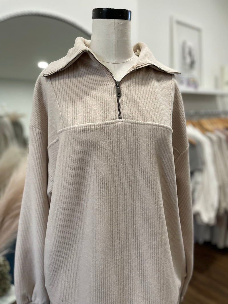 Phoebe Half-Zip-Cream