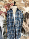 Cozy For Days Flannel Top-Navy Blue