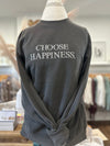 Choose Happiness Vintage Black Embroidered Crewneck