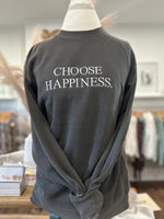 Choose Happiness Vintage Black Embroidered Crewneck