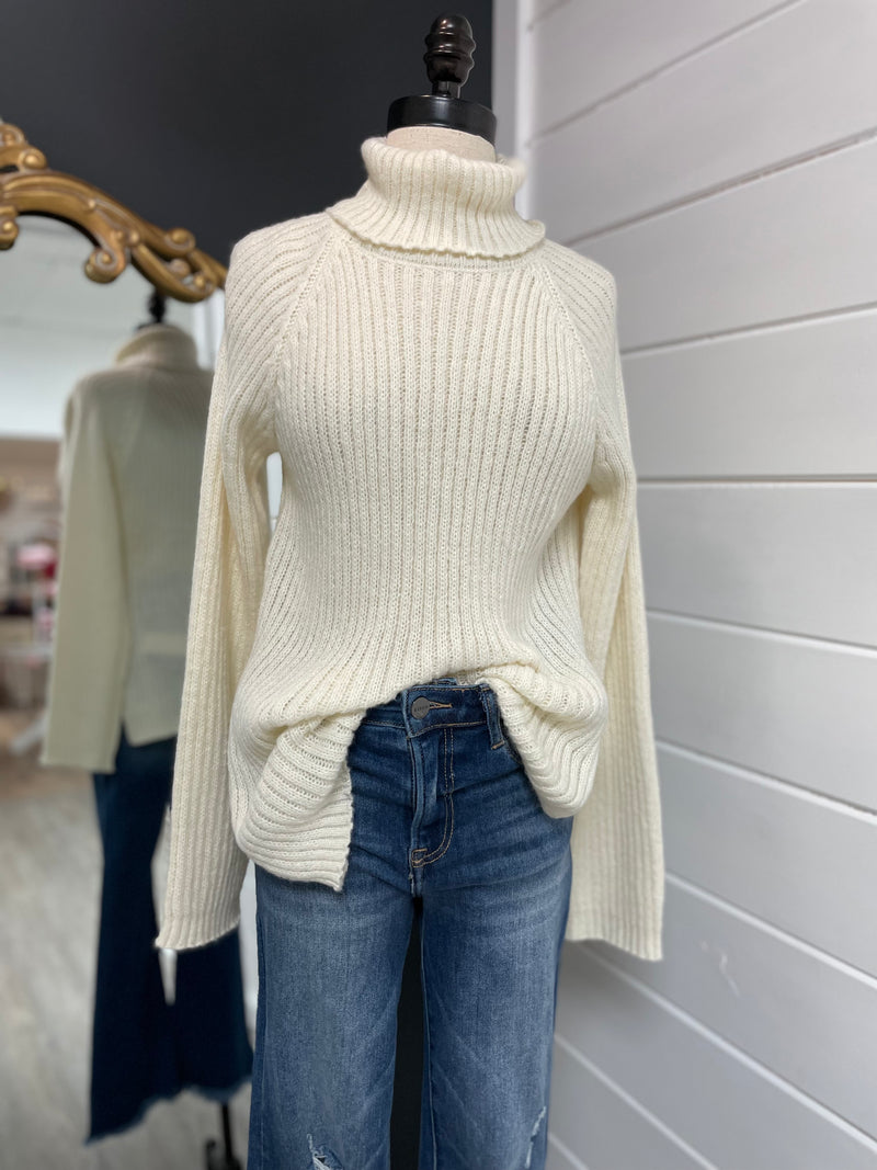 On Par Turtleneck Sweater-Cream