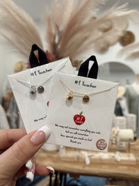 #1 Teacher Necklace- Silver