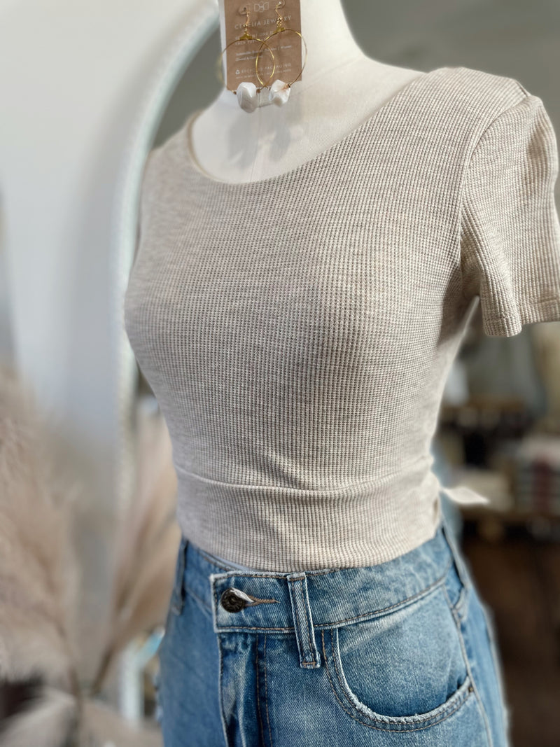 Perfect Night Thermal Cropped Top-Oatmeal