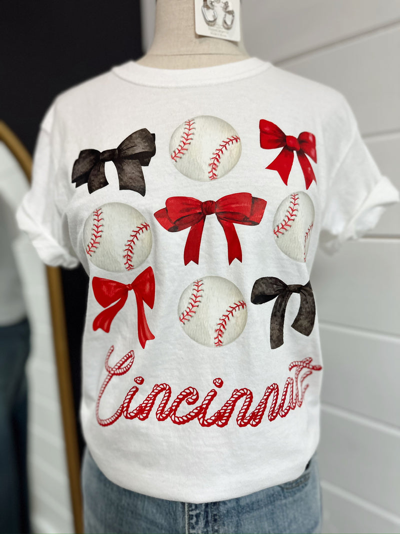 Cincinnati Baseball & Bows Tee