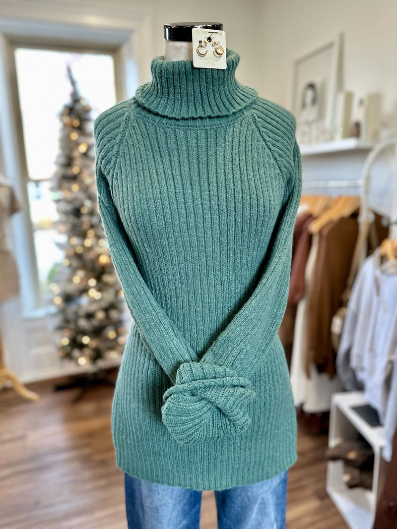 On Par Turtleneck Sweater-Green