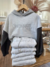 Cincinnati Colorblock Embroidered Cropped Hoodie-Charcoal