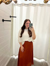 Leelyn Pleated Chiffon Midi Skirt-Brick
