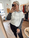 Cincinnati Colorblock Embroidered Cropped Hoodie-Charcoal