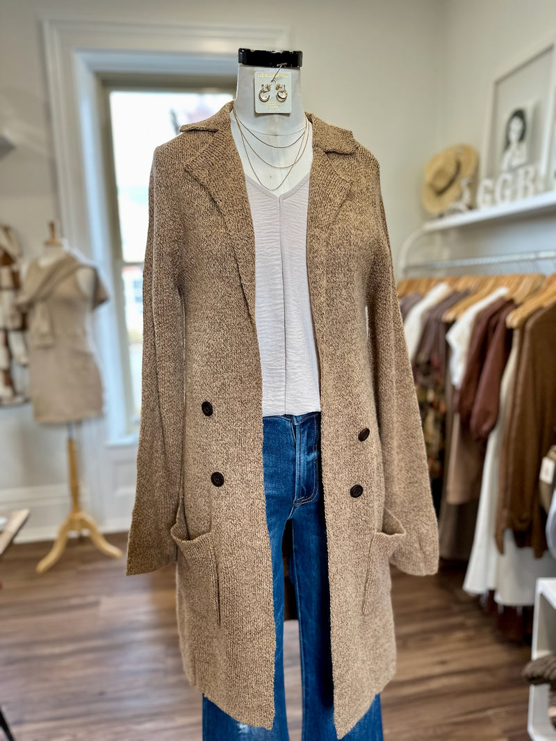 Carli Long Cardigan-Camel