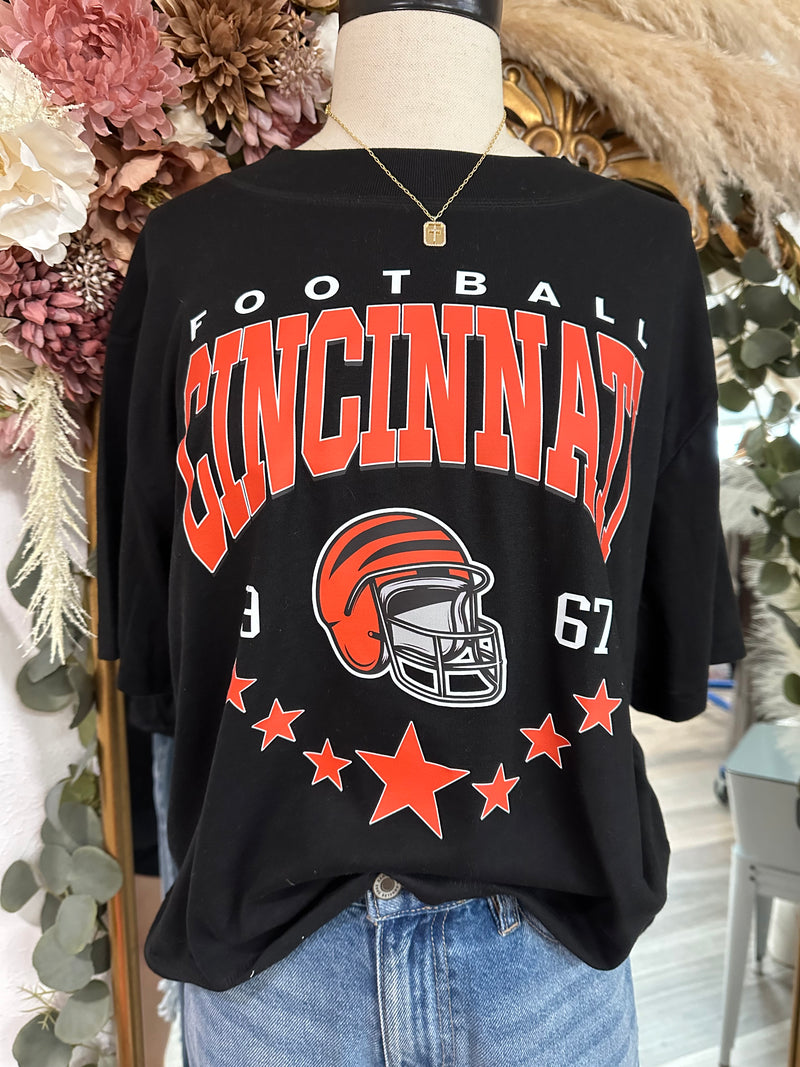 Cincinnati Stars Cropped Boxy Black Tee
