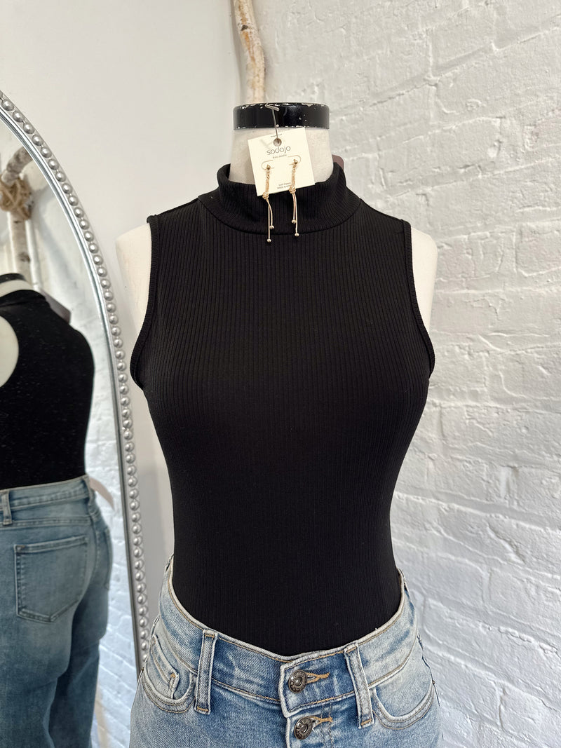Modern Days Ribbed Bodysuit-Black